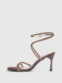 CUCCOO SZL Giày sandal cao gót dành cho nữ - Cà phê nâu - Xem 9
