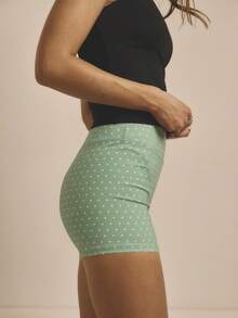 Aralina 休闲高腰运动骑行短裤 - 青碧色 - 查看 6