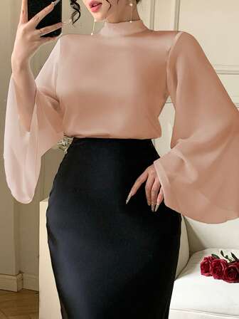 DAZY Blouse à 3/4 manches, chemise élégante généreuse de luxe et Top de gamme pour l'été