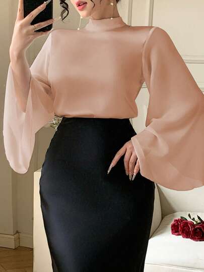 DAZY 3/4 Sleeve Blouse, Luxurious High-End Generous Elegant Shirt