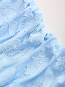 Sweetra Women's Sexy Strapless Knitted Jacquard Fitted Casual Beach Vacation Dress, Suitable For Summer - Baby Blue - View 6