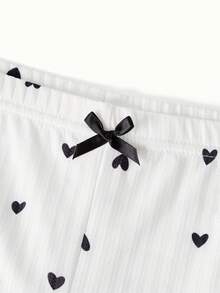 SHEIN Heart Print Bow Front Cami Top & Shorts PJ Set / Pajama Set - Multicolor - View 9