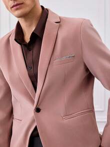 Officeau 男士休闲/商务简约长袖西装外套 - 粉色 - 查看 5