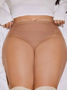 Wedaily Plus Size Leisure Series Ribbed Triangle Panties 5 Pack - Multicolor - View 4