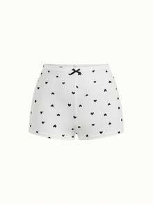 SHEIN Heart Print Bow Front Cami Top & Shorts PJ Set / Pajama Set - Multicolor - View 5