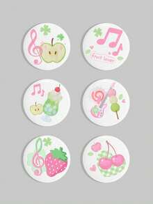 ROMWE 4.4 Cm / 1.73 Inches Note, Apples, Musical Notes, And Strawberries, Decorative Pins, Brooches, Badges, Buttons For Sewing Onto Clothes, Bags, Backpacks, Perfect For Music Festival Decorations,Great Gifts For Friends And Family - Green - View 6