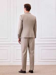 Officeau 男士米色修身西装三件套：外套、马甲和西裤，经典正式商务婚礼着装，休闲男士西装外套 - 米色 - 查看 2