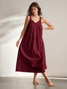 Ocili Women's Solid Color Sleeveless Casual Dress - Burgundy - View 5