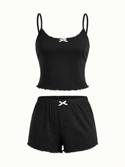 Bonmuse INS Minimalist Purple Ribbed Women Loungewear, Suitable For Casual Wear And Sleepwear