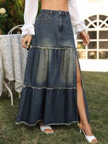 Breezaya 女士度假西部风牛仔裙 - 藍色 - 查看 7