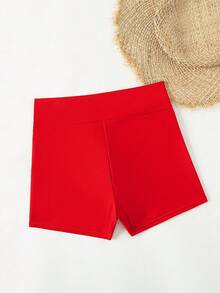 Swim Basics Women's Solid Color High Waist Swimwear Bottom - Red - View 4