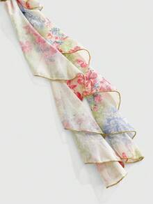 Sweetness Women's Fairycore Vacation Sweet Ultra-Low Waist Floral Print Ruffle Hem Skirt - Green - View 9