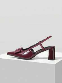 Mnmlis Elegant French-Style Women's High Heels Featuring Exquisite Bow Detailing Perfect For Dates, Parties, Weddings, And Vacations (Autumn Collection). - Burgundy - View 1