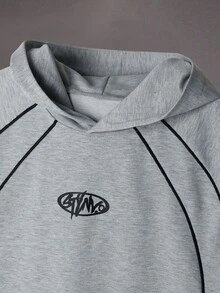STYNVO Men's Contrast Trim Letter Print Casual Short Sleeve Hoodie - Light Grey - View 3