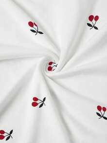 Ellevyn 3件套女士优雅不对称褶皱腰部上衣套装，樱桃印花、波点印花和纯色，适合多种场合 - 彩色 - 查看 7