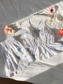 Comfortcana 蓝色梭织女式休闲套装 - 藍白色 - 查看 4