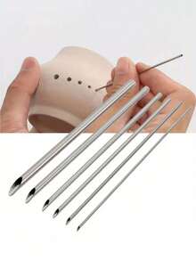 6PCS/Set, Stainless Steel Puncher, Ceramic Cutting And Drilling Ceramic Polymer Clay Tools, Stainless Steel Ceramic And Polymer Clay Carving Tool Set - Precision Carving, Drilling And Forming Tools For Ceramics And Crafts - Multicolor - View 8