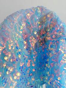 SHEIN Comfortcana 女士亮片性感百搭露背系带短款上衣 - 藍色 - 查看 7