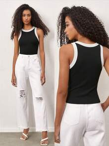 Fluxe Top tank ribete en contraste - Negro - Ver 10