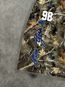 Manfinity ZONE917 宽松迷彩潮人卡通人物98笑脸T恤套装，送朋友的礼物 - 彩色 - 查看 4