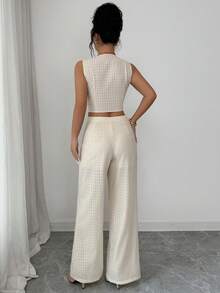 Modelyn Bộ áo vest và quần thanh lịch dành cho nữ, thích hợp đi làm. - Màu Khaki - Xem 2
