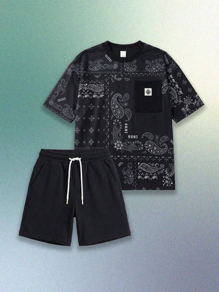 Paisley Print T-Shirt And Shorts Set