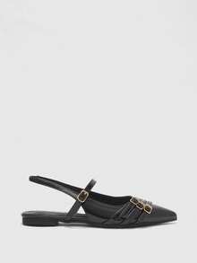 CUCCOO BIZCHIC Women's Fashion Commuter Wear Pointed Flat Shoes - Black - View 8