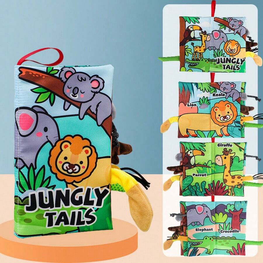 Jungle Themed Tails Cloth Book For Infants - Early Education Cognitive Development Toy Toddler Early Cognitive Education Toy - Multicolor - View 1