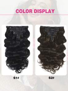 Body Wave Clip In Hair Extensions Real Human Hair 7Pcs Natural Black Hair Extensions Clip In Wavy Hair Extensions For Women Clip Ins Hair Extension - Natural Black - View 7