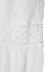 Balvessa Women's Vacation Solid Color Elastic Waist Lace Ruffle Hem A-Line Skirt - White - View 4