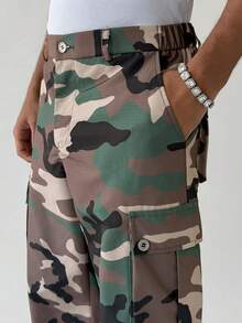 PAVTROS 男士迷彩工装裤，军绿色迷彩战术裤，多口袋时尚休闲裤 - 軍綠色 - 查看 6