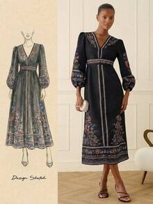 Lilora 女士优雅长款印花连衣裙 - 彩色 - 查看 1