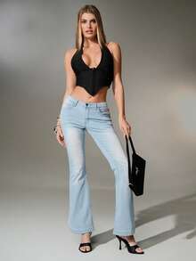 Nuvra Top sin espalda de tirantes con efecto metálico negro casual y sexy para mujer - Negro - Ver 10