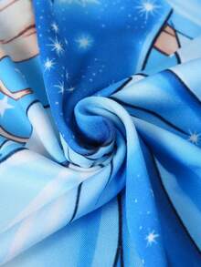 1 pieza Pijama de punto con cuello redondo, estampado gráfico lindo de princesa, suave y cómodo, mejor regalo para niñas jóvenes - Multicolor - Ver 7
