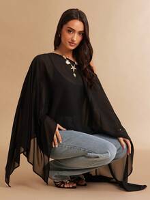 Silquee Áo choàng đen gợi cảm xuyên thấu và áo liền thân cổ chữ V sâu, thích hợp cho kỳ nghỉ, hẹn hò/dã ngoại/tiệc tùng/gặp gỡ, tiệc tùng sang trọng, tiệc cocktail, trang phục dự tiệc/hẹn hò/tiệc chiêu đãi, ngày Valentine và buổi tối đi chơi, váy dự tiệc cùng chị em, trang phục hẹn hò lãng mạn, lễ tốt nghiệp, câu lạc bộ. - màu đen - Xem 6