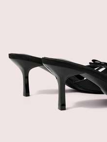 CUCCOO DOLLMOD Women's Bow Decor Casual Fashion High Heel Slide Sandals Spring Shoes - Black - View 10