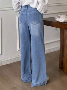 Mezclilla mujer ropa vaquera de mujer wide leg jeans mujer pantalones de mujer pantalones de mezclilla pantalones de mezclilla mujer pantalon de mezclilla dama - Azul - Ver 4