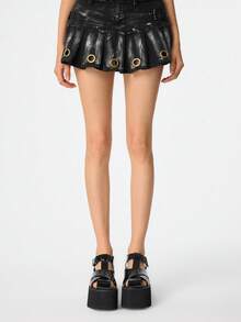 ROMWE Goth Women's Black Criss-Cross Hook And Loop Wedge Platform Sandals - Black - View 2