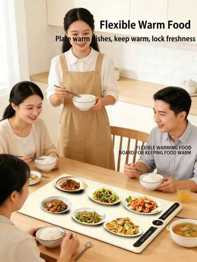 Teckwe One Piece Silicone Folding Food Temperature Insulation Pad - Multifunctional Household Kitchen Insulation Board, Dual Heating And Thawing Board, Flexible And Space Saving Design, High Temperature Resistance And Easy Storage, Essential Kitchen Tool, Quick Insulation Of Dishes And Quick Thawing Of Food, European Plug