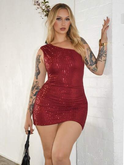 Arliah 时尚迷人性感优雅亮片装饰无袖紧身连衣裙