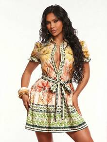 Radiana Women's Casual Boho Bohemian A-Line Short Dress,Beige Summer Holiday Vacation Tropical Beach Garden Party Resort Dresses For Woman - Multicolor - View 8