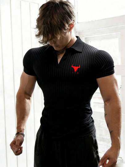 Manfinity Acti Log 男士半拉链插肩短袖运动Polo衫