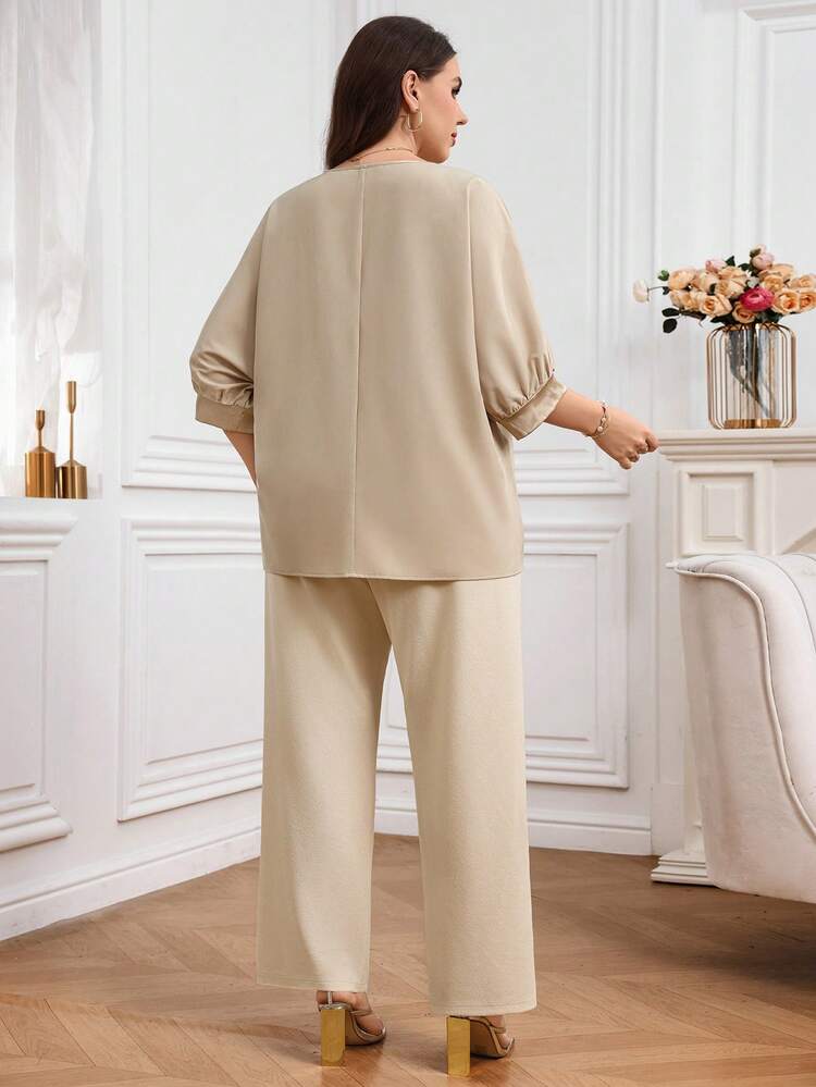 Women Plus Size Elegant Office Shirt And Pants Set,Spring Clothes Women,Elegant Women's Set,Weddings & Events,Party Outfit,Going Out Outfits,Formal Attire For Women,Festival,Spring Clothes Women,Summer Outfits,Elegant Women's Set,Going Out Tops,Formal Attire For Women,Weddings & Events,Work Outfits For Women Blouse And Pants Set Formal For Women Women 2 Piece Outfit Casual Women Work Outfits Set
