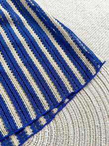 Swim Vcay 针织提花条纹面料侧抽绳女裙 - 藍色 - 查看 7