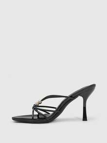 CUCCOO SZL Women Shoes Spring And Summer New Black Round Toe Stiletto Thin Strip Women's High Heel Sandals Slippers Fashionable And Comfortable Versatile Sexy Party Nightclub Women's Sandals Women's Shoes - Black - View 9