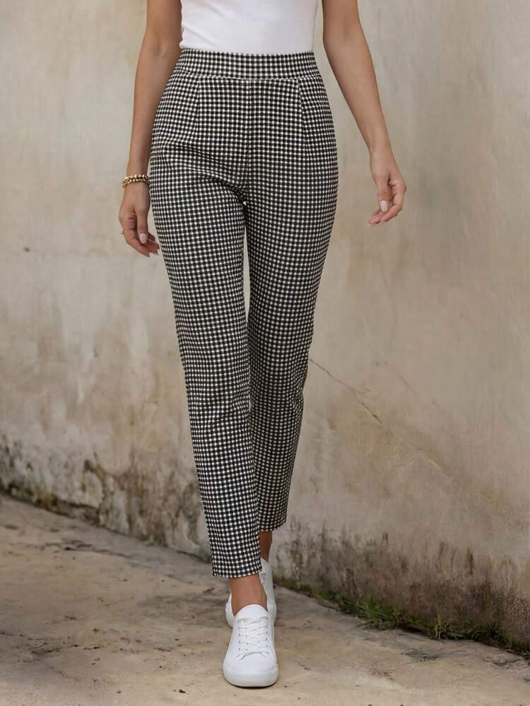 Women's Fashionable Commuter Black And White Plaid Pants Women's Pants Elegant Pants For Women Winter Women Pants Fall Pants Stylish Women's Pants Plaid
