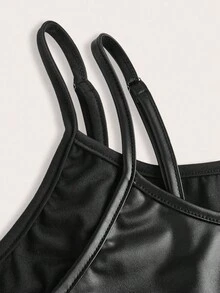 SHEIN EZwear 大码女式纯色休闲百搭吊带背心 - 黑色 - 查看 9