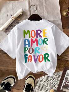 Women's 180g (Sizes S-XXXL), Casual Urban Summer Vacation Clothing, Short Sleeve Graphic T-Shirt, Funny Colorful Text T-Shirts, Personalized T-Shirt For Mom - 白色 2 - 查看 3