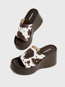 Sugerpunk Giày sandal đế xuồng cao gót họa tiết da bò đính đinh tán kiểu Nhật Bản, sandal phong cách punk sinh viên, giày đế xuồng phong cách đường phố punk dành cho nữ. - Rỉ Nâu - Xem 5