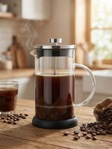 1个咖啡壶咖啡过滤茶壶茶漏时尚咖啡壶过滤茶壶迷你玻璃茶压壶，咖啡机，法式压滤壶适用于散装茶叶和咖啡，冷热饮品冲泡器法式压滤咖啡机，双层隔热加厚耐高温硼硅玻璃冷萃咖啡机 - 彩色 - 查看 7